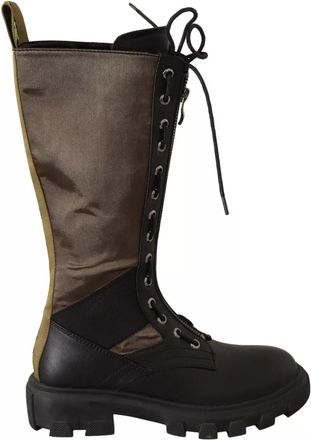 Gaëlle Paris High Combat Boots Lace Up Military Womens Shoes (Pre-Owned)