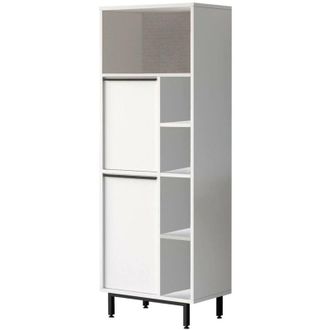 Dmora Dmora - Armario De Columna Merbok, Mueble Alto Para Ba&ntilde;o O Cocina, Armario Alto Multifuncional, Gabinete Multiusos, 160x36 H45 Cm, Blanco