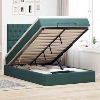vidaXL Vidaxl - Estructura Cama Otomana Colchones Terciopelo Verde Oscuro
