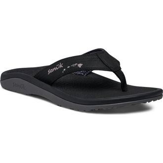 Sanuk On the Rocks Flip Flop in Black at Nordstrom, Size 14