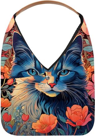 Generic Color Drawing Cat Reusable Lightweight Grocery Bags - Foldable Into Compact Pouch, Washable & Sturdy, Multipurpose for Shopping and Travel