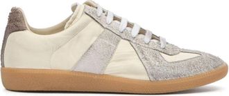 Maison Margiela Cream And Grey Lace-Up Sneakers