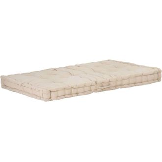 vidaXL Cuscino per Pallet e Pavimento in Cotone 120x80x10 cm Beige - Vidaxl