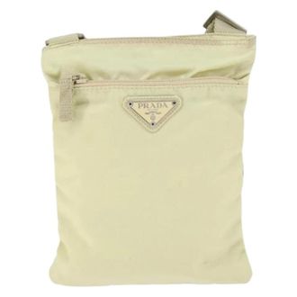 Prada Pre-owned Cross Body Bags, unisex, Beige, Size: ONE SIZE Pre-owned Flat messenger bag