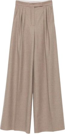 Max Mara Kasjmier broek met geplooide voorkant - Beige