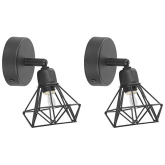 Beliani Conjunto De 2 L&aacute;mparas De Pared Metal Negro Forma Geom&eacute;trica Luz Ajustable Moderno Erma