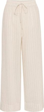 MY ESSENTIAL WARDROBE Broeken, Dames, Beige, XS, Gestreepte Wijde Broek Haver Melange