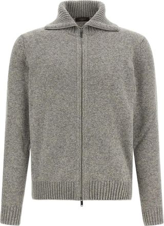 Zanone Grey Zip-Up Cardigan