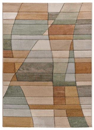 Atticgo Alfombra geom&eacute;trica beige/caldera/verde 140x200 cm