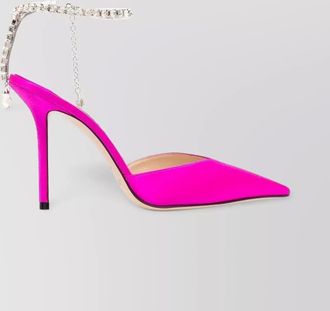 Jimmy Choo London crystal-embellished satin pumps