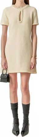 English Factory Womens The Pearl Embellished Knit Mini Dress In Beige