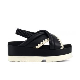 Mou Womens Japanese Criss-Cross Platform Sandals In Black