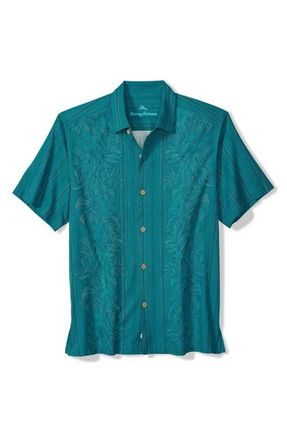 Tommy Bahama Maui Border Silk Short Sleeve Button-Up Shirt in Shipwreck at Nordstrom, Size Large