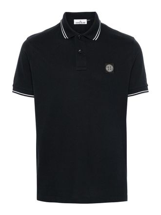 Stone Island Blue Polo Shirt In Cotton With Logo