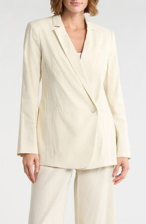 Rag & Bone Double-Breasted Linen Blazer in Plain Tan at Nordstrom Rack, Size 14