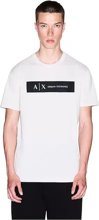 A|X Armani Exchange Box Chest Logo T-shirt Mens T Shirt Wind Chime : 2XL, Cotton