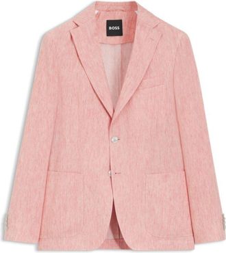 BOSS Slim-fit jacket in a linen blend