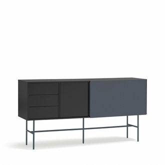 Teulat Aparador 3 cajones 2 puertas negro y gris antracita