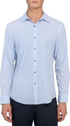 W.R.K Slim Fit Light Blue Grid Check Performance Button-Up Shirt at Nordstrom, Size Xx-Large