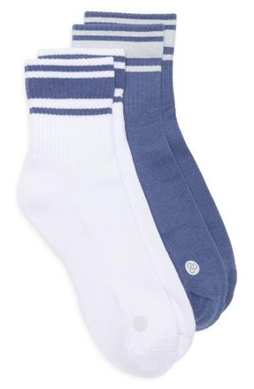 Zella Sport Assorted 2-Pack Quarter Socks in Blue Indigo at Nordstrom, Size 6-8.5