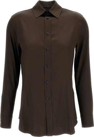 Ralph Lauren Collection Green Cameron Stretch Silk Shirt