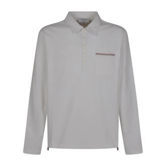 Thom Browne Polo Shirts, male, White, Size: XL Embroidered Polo Sweater in White
