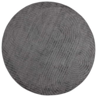 vidaXL Alfombras De &Aacute;rea Redondo Palmeras Antracita &Oslash; 120 Cm Poli&eacute;ster Vidaxl
