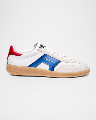 Santoni DBA Mixed Leather Low-Top Sneakers