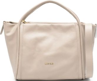 Marc Ellis Borsa tote con placca logo - Toni neutri