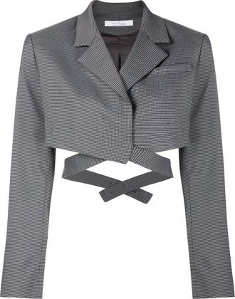 Rokh cropped wraparound blazer - women - Viscose/Polyester/Spandex/Elastane - 38 - Grey
