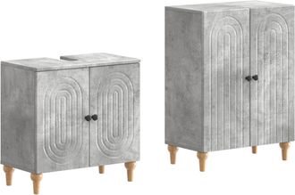 vidaXL Juego De Gabinete De Ba&ntilde;o De 2 Piezas Alkmaar Gris Hormig&oacute;n Vidaxl