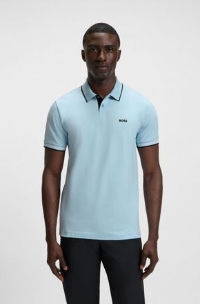 Boss Green by Hugo Boss Poloshirt BOSS GREEN Paul, Herren, Gr. XXL, blau (light, pastel blau455), Jersey, Obermaterial: 92% Baumwolle, 8% Elasthan, slim fit, hoch geschlossen