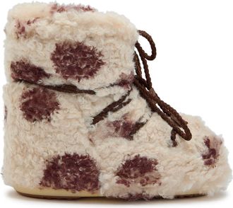 Moon Boot Moon Boot Icon Curly Cow-print Faux fur Ankle Snow Boots - Cream - 42/44 (IT42 - 44 / UK9 - 11)