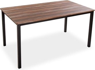 VERSA Mesa de comedor 6 personas en aglomerado efecto madera y metal negro