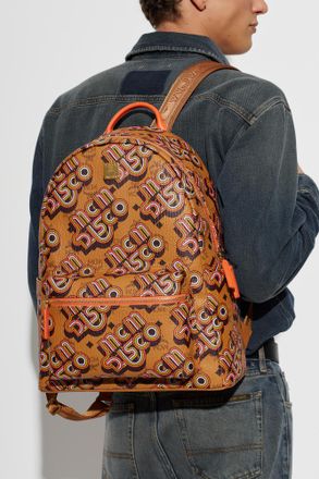 MCM Stark Leather Backpack, Mens, Brown