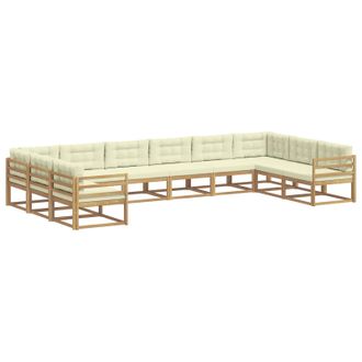 vidaXL Conjunto De Sof&aacute;s De Exterior 10 Uds. Blanco Y Crema Vidaxl
