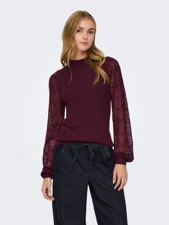 Only Strickpullover ONLY ONLANNELINA LS HIGHNECK KNT, Damen, Gr. XL, winetasting, Strick, Obermaterial: 50% Polyester, 33% Viskose, 17% Modal, unifarben, r