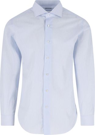Barba Light Blue Striped Cotton Tailored Shirt
