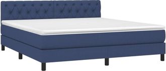 vidaXL Cama Box Spring Con Colch&oacute;n Tela Azul 160x200 Cm Vidaxl