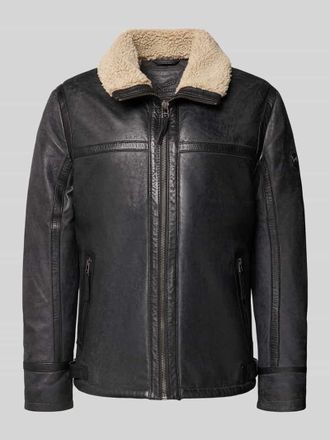 Gipsy Gipsy Lederjacke aus Schafsnappa mit Reißverschlusstaschen in Anthrazit, Größe XXXL