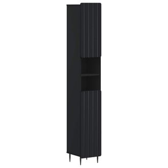 vidaXL Armario De Ba&ntilde;o Con Estante Abierto Zwolle Negro Vidaxl