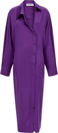 The Attico Purple Shirt Collar Midi Dress