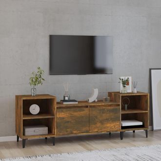 vidaXL Vidaxl - Mueble Para Tv Madera Contrachapada Roble Ahumado 160x35x55 Cm