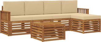 vidaXL Conjunto De Sof&aacute;s De Exterior 6 Uds. Natural Y Beige Vidaxl