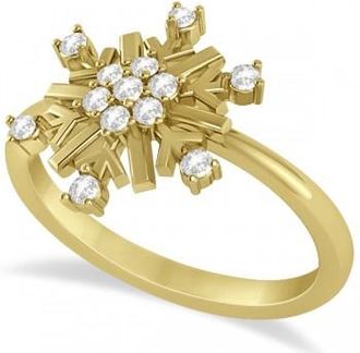 Allurez Large Diamond Snowflake Shaped Fashion Ring 14k Yellow Gold (0.20ctw)