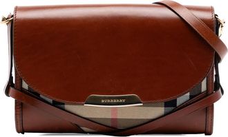 Burberry Pre-owned Burberry Leather and House Check Canvas Bridle Abbott Crossbody Ladies G6FZLUC2YZJ2KYKW