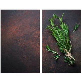 WENKO Allstar, Rosmarin 53871100 - Set di 2 piastre di copertura per piano cottura e tagliere in vetro, temprato, multicolore