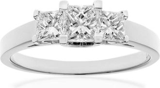 Jewelco London 18ct White Gold Princess Diamond Graduated Trilogy Ring 4mm - PR0AXL9551W18JPK