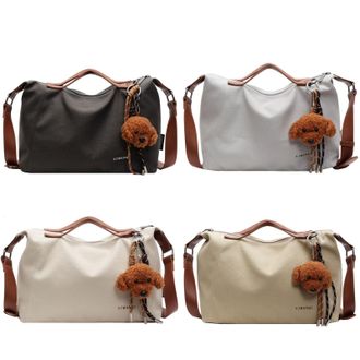 Generic Women Canvas Single Shoulder Tote Bag Adjustable Strap for Work Travel (Grey)