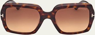 Tom Ford Beveled Acetate & Metal Square Sunglasses